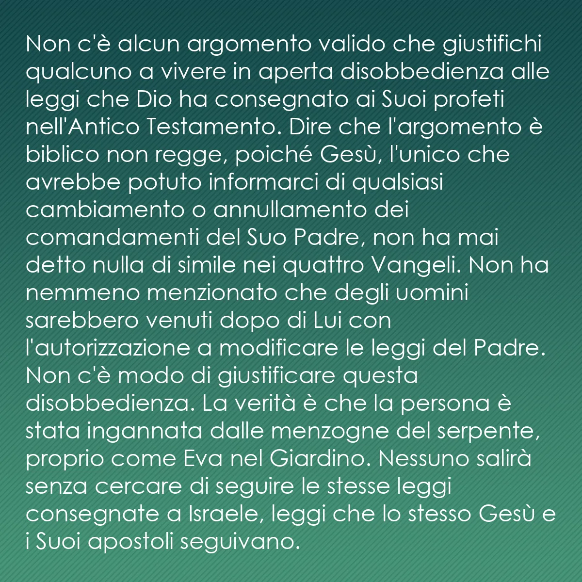 0125 - Post sulla Legge di Dio: Non c