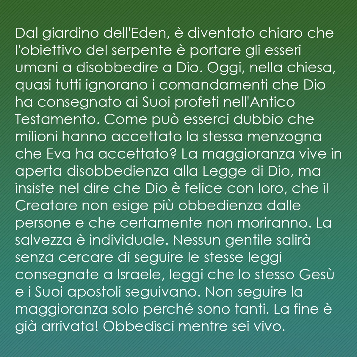 0130 - Post sulla Legge di Dio: Dal giardino dell