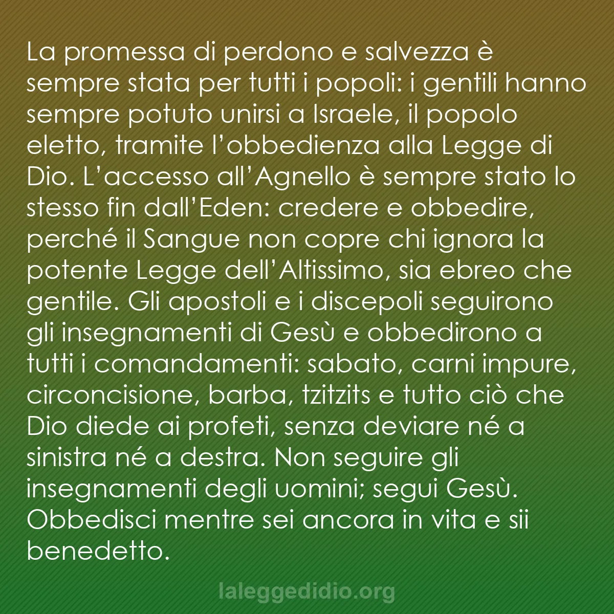b0016 - Post sulla Legge di Dio: La promessa di perdono e salvezza è sempre stata per tutti i...