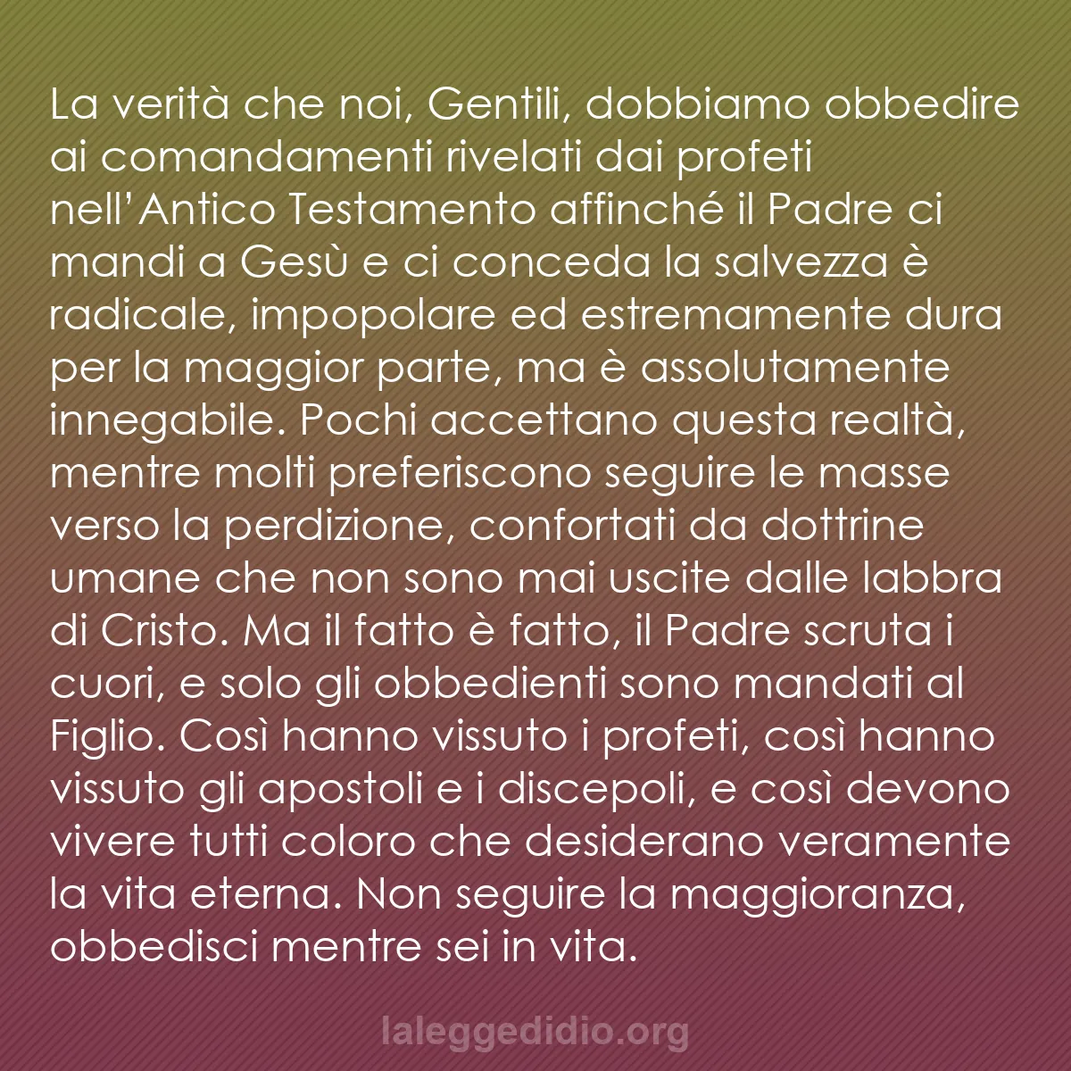 b0028 - Post sulla Legge di Dio: La verità che noi, Gentili, dobbiamo obbedire ai comandamenti...