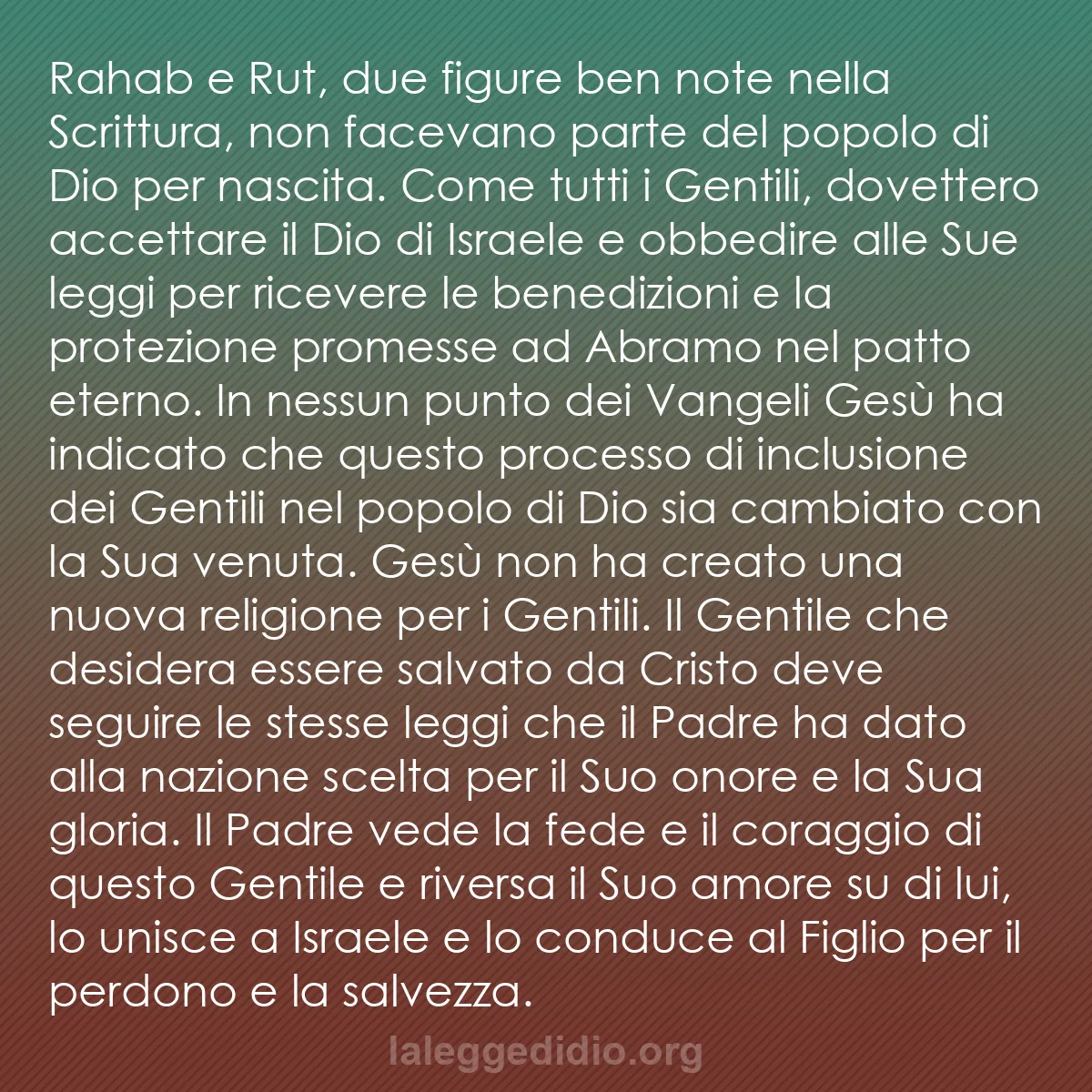 b0053 - Post sulla Legge di Dio: Rahab e Rut, due figure ben note nella Scrittura, non facevano...