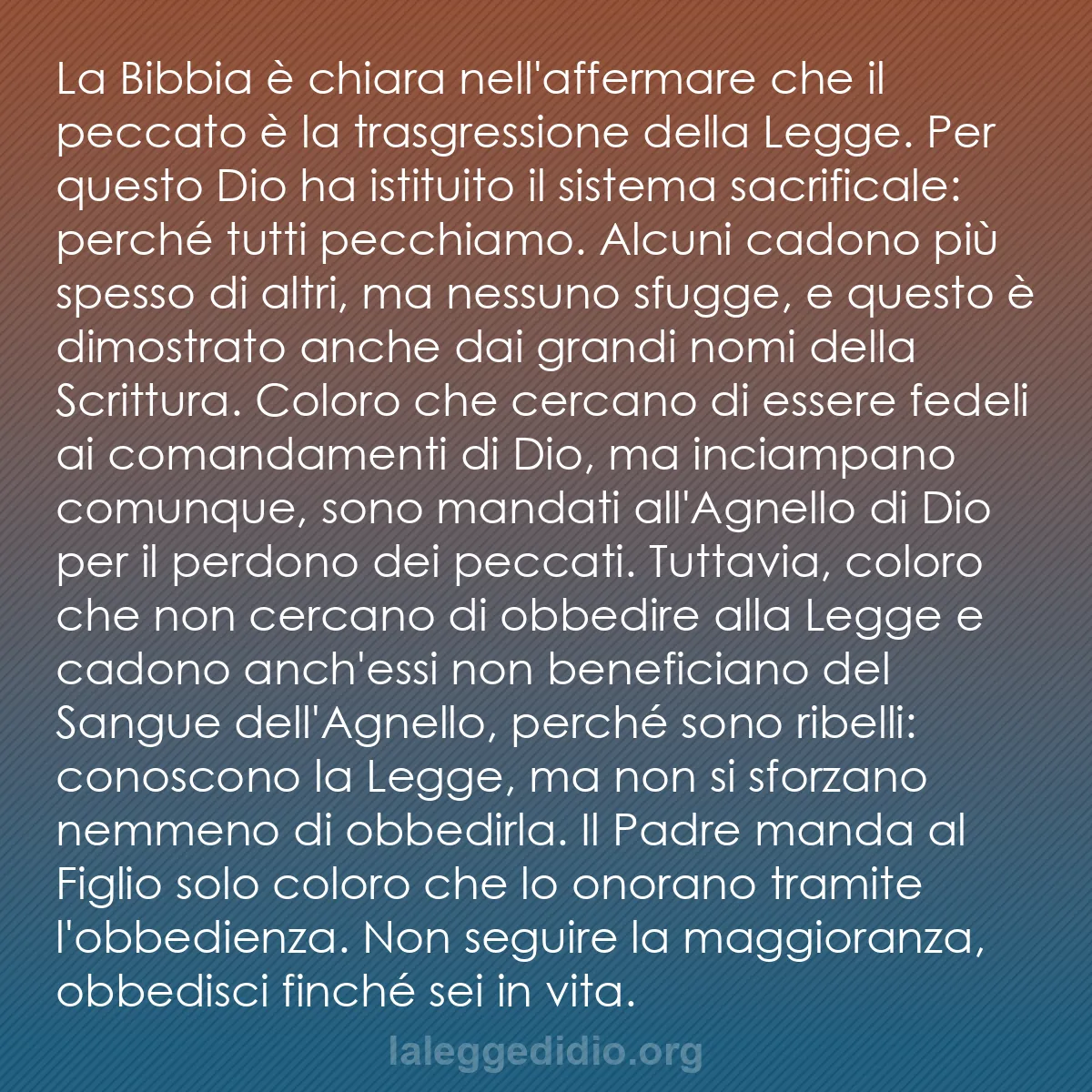 b0072 - Post sulla Legge di Dio: La Bibbia è chiara nell