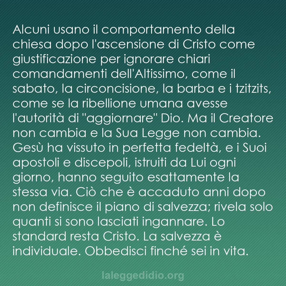 b0085 - Post sulla Legge di Dio: Alcuni usano il comportamento della chiesa dopo l