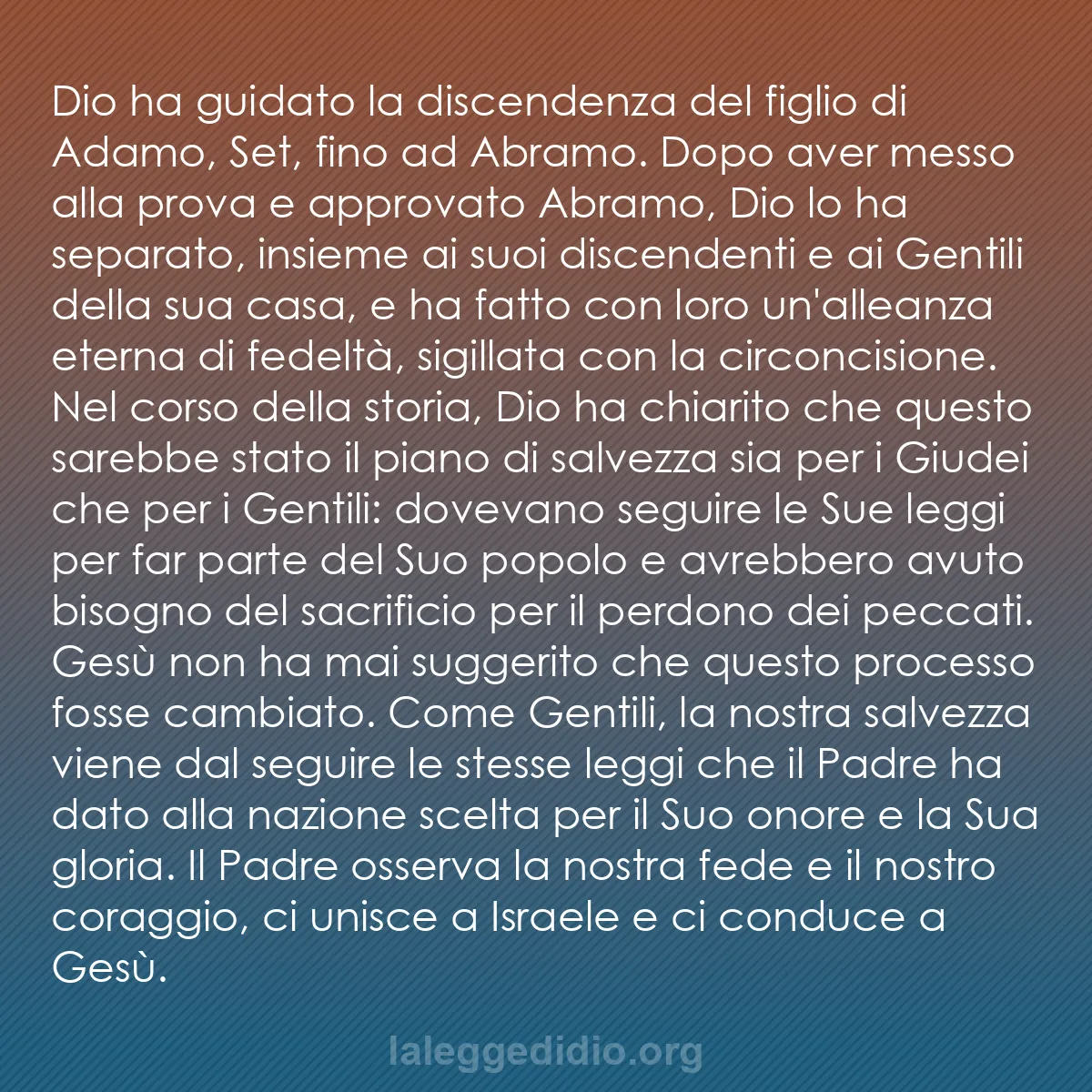 b0112 - Post sulla Legge di Dio: Dio ha guidato la discendenza del figlio di Adamo, Set, fino...