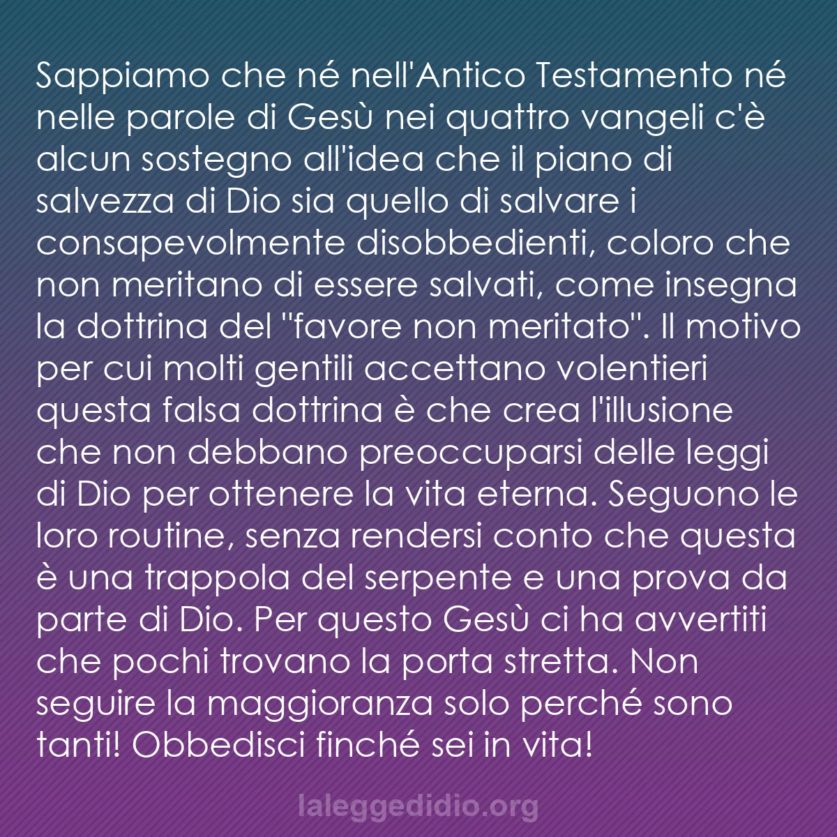 b0134 - Post sulla Legge di Dio: Sappiamo che né nell