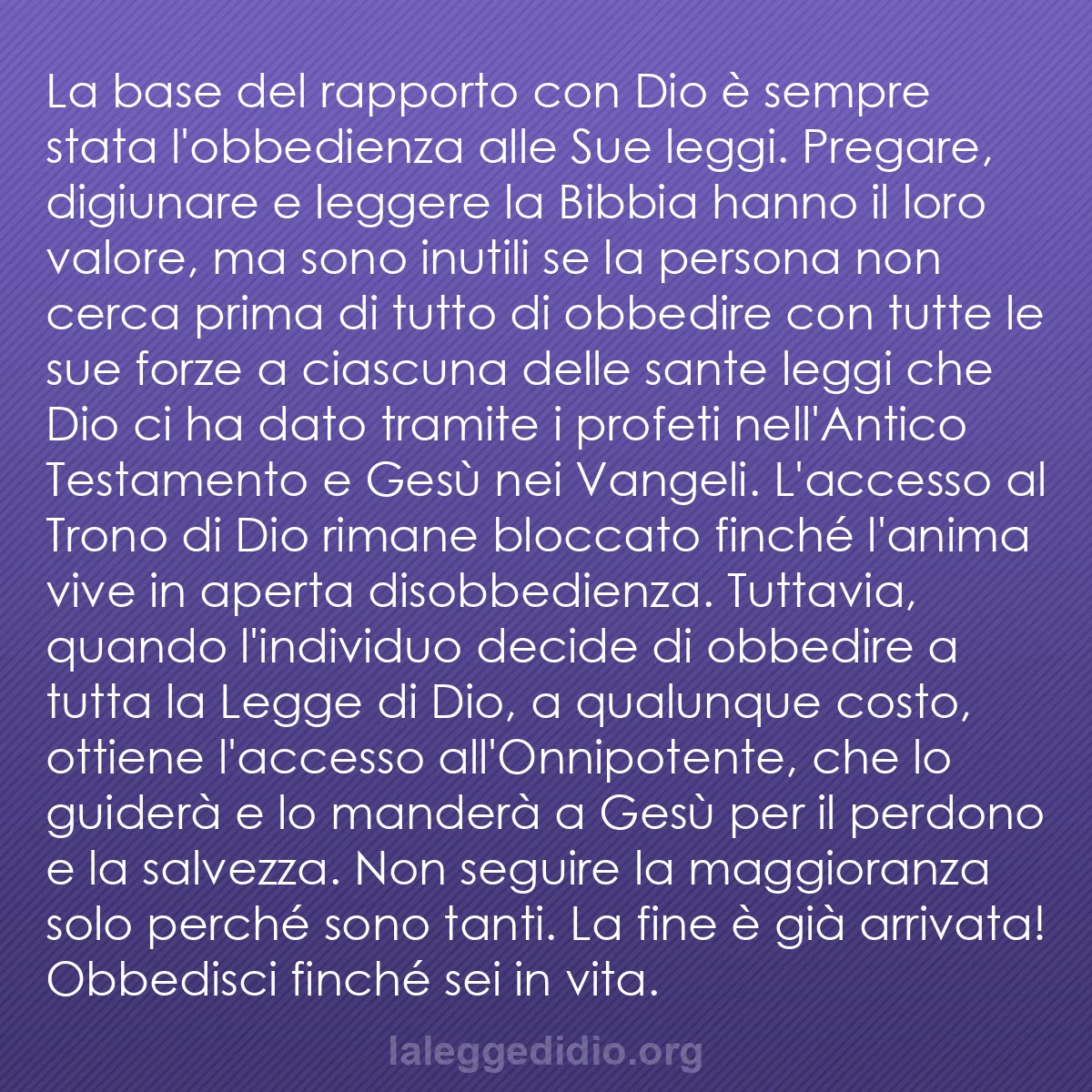 b0138 - Post sulla Legge di Dio: La base del rapporto con Dio è sempre stata l