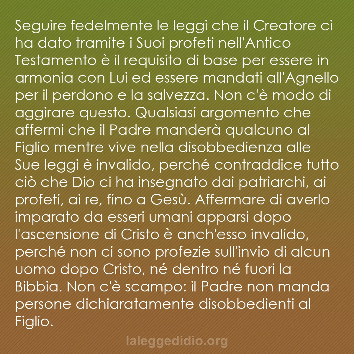 b0149 - Post sulla Legge di Dio: Seguire fedelmente le leggi che il Creatore ci ha dato tramite...