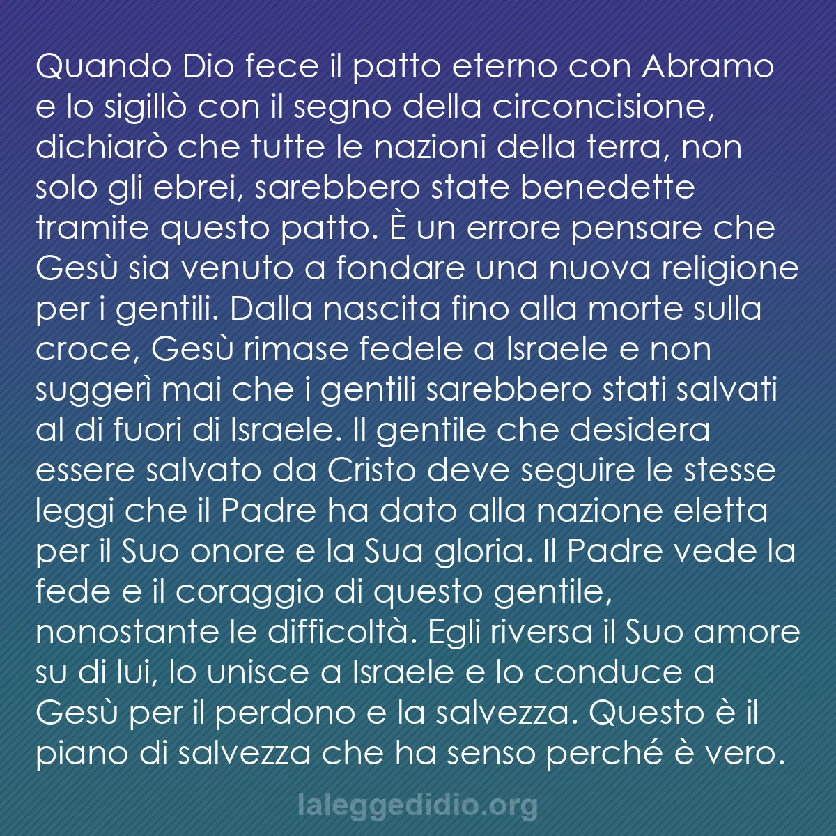 b0177 - Post sulla Legge di Dio: Quando Dio fece il patto eterno con Abramo e lo sigillò con...