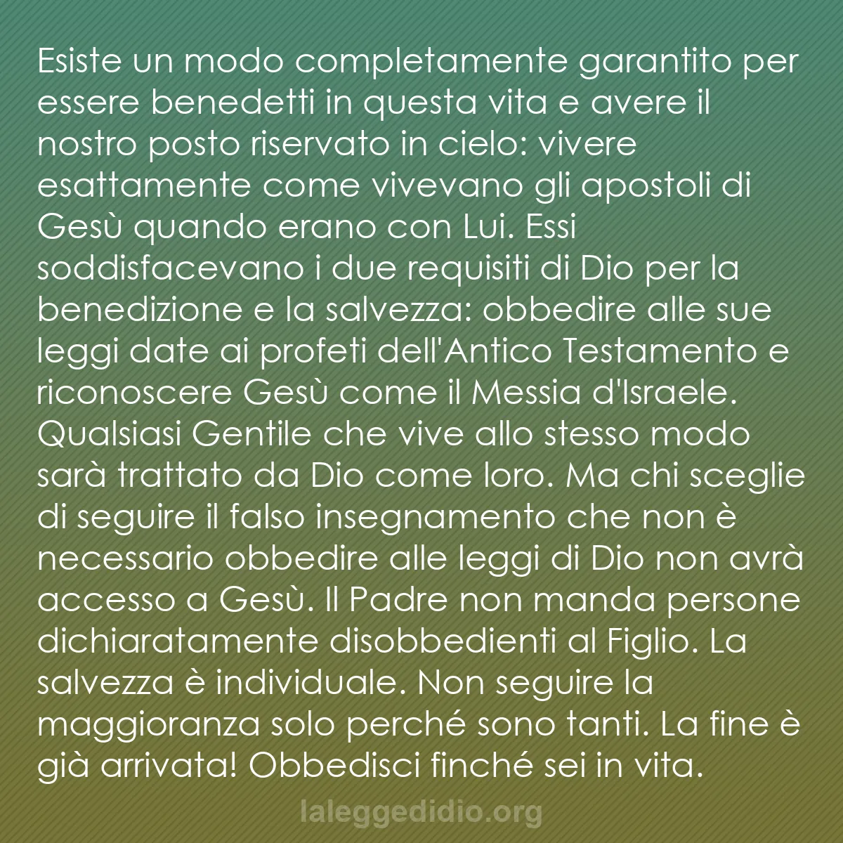 b0183 - Post sulla Legge di Dio: Esiste un modo completamente garantito per essere benedetti...
