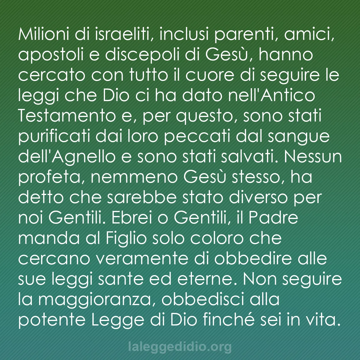 b0190 - Post sulla Legge di Dio: Milioni di israeliti, inclusi parenti, amici, apostoli e discepoli...