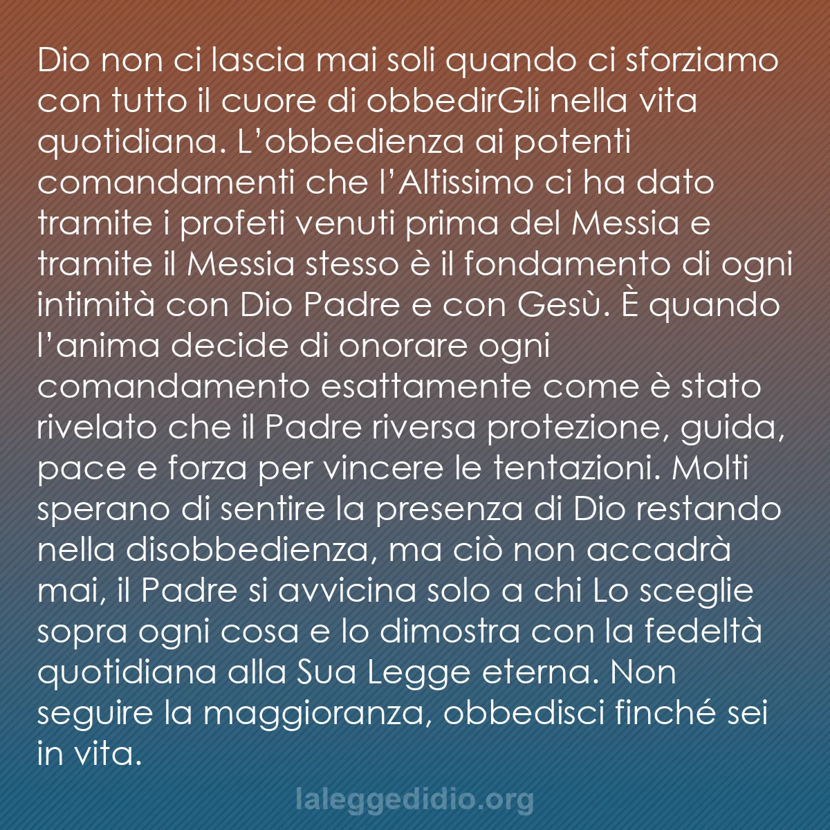 b0212 - Post sulla Legge di Dio: Dio non ci lascia mai soli quando ci sforziamo con tutto il...