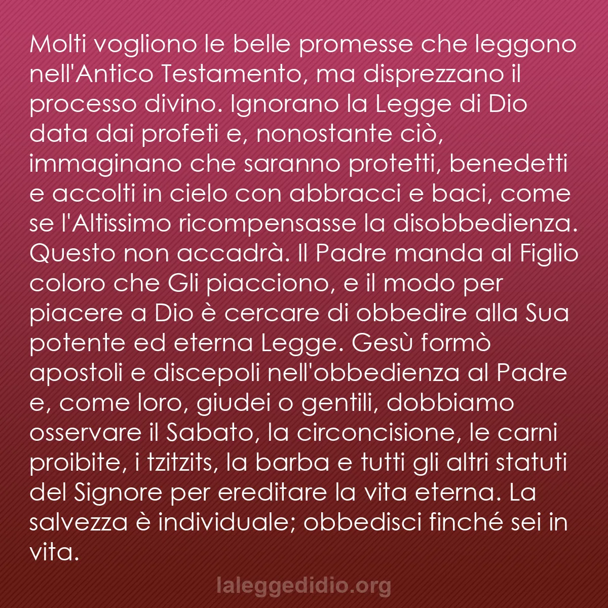 b0239 - Post sulla Legge di Dio: Molti vogliono le belle promesse che leggono nell