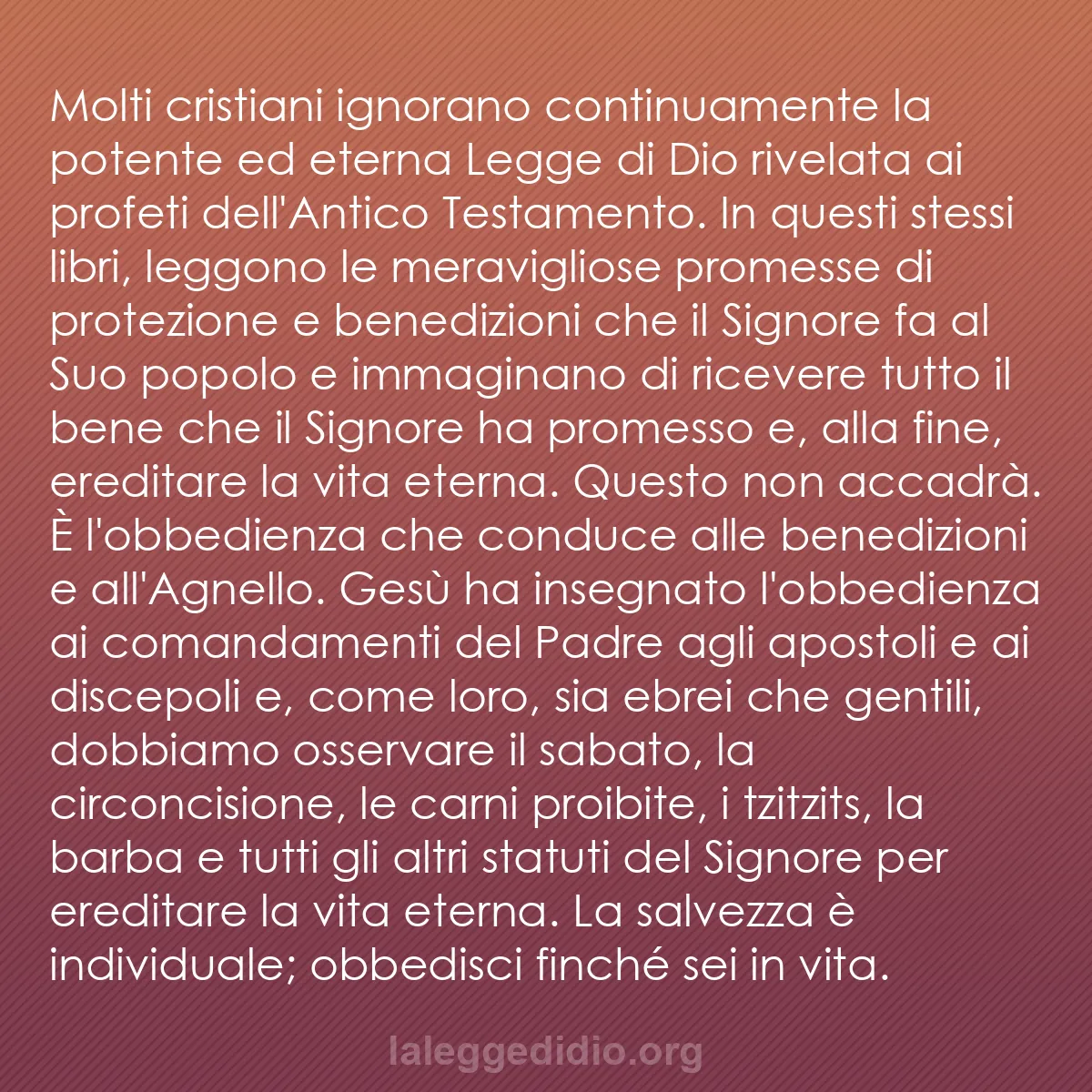 b0266 - Post sulla Legge di Dio: Molti cristiani ignorano continuamente la potente ed eterna...