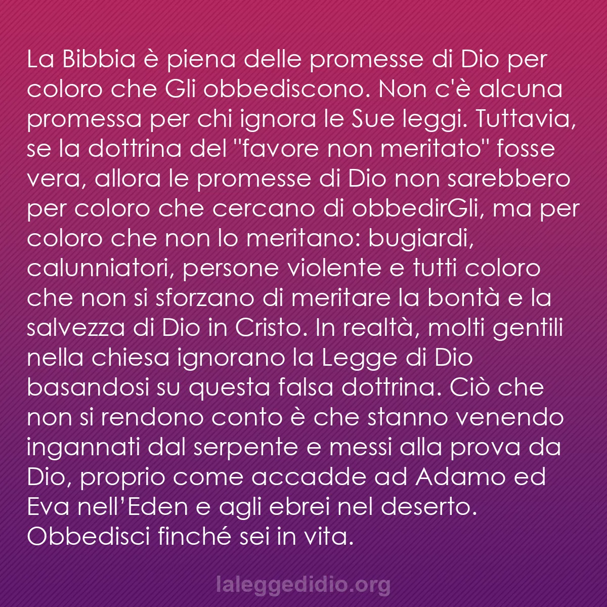 b0281 - Post sulla Legge di Dio: La Bibbia è piena delle promesse di Dio per coloro che Gli obbediscono....