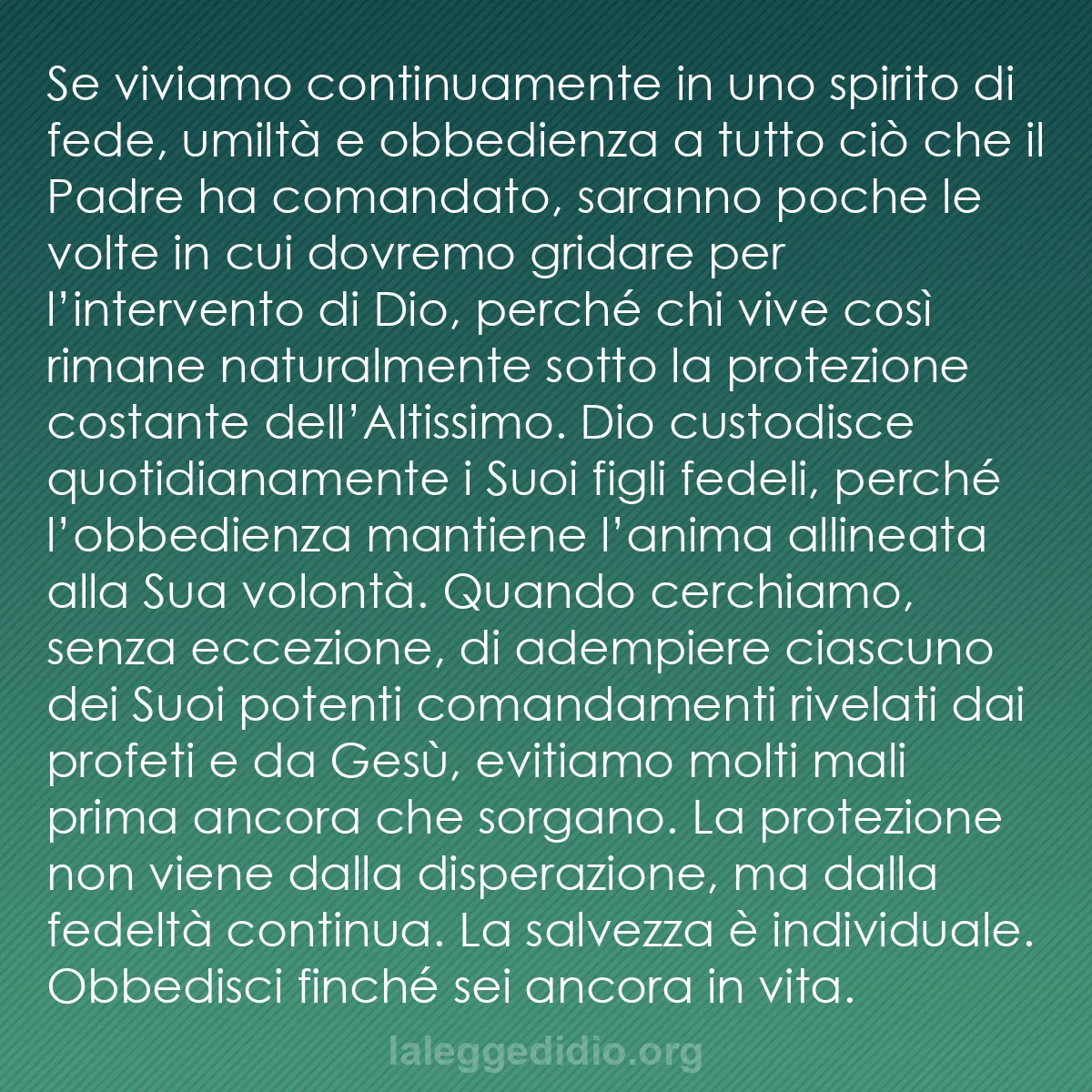 b0285 - Post sulla Legge di Dio: Se viviamo continuamente in uno spirito di fede, umiltà e obbedienza...