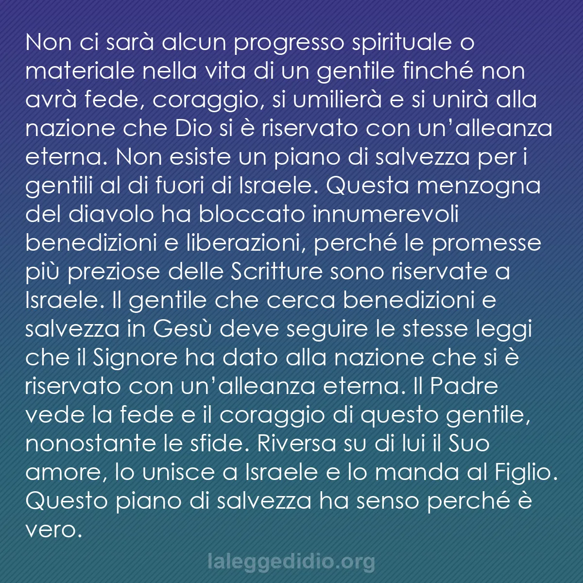 b0297 - Post sulla Legge di Dio: Non ci sarà alcun progresso spirituale o materiale nella vita...