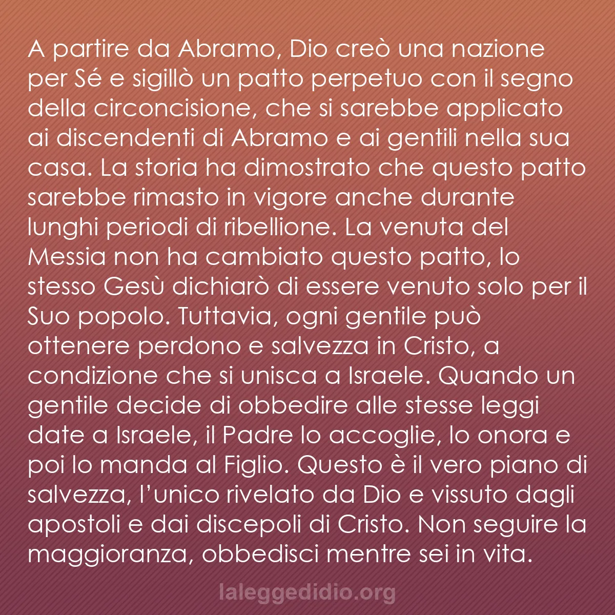 b0306 - Post sulla Legge di Dio: A partire da Abramo, Dio creò una nazione per Sé e sigillò un...