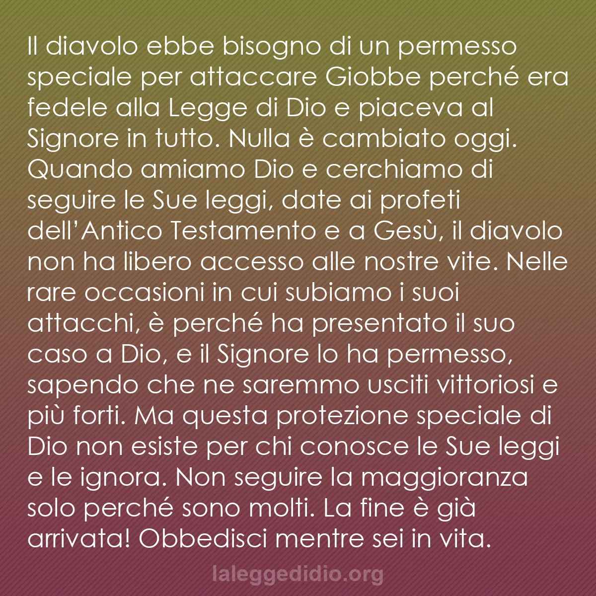 b0308 - Post sulla Legge di Dio: Il diavolo ebbe bisogno di un permesso speciale per attaccare...