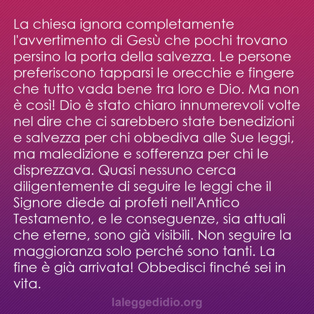 b0321 - Post sulla Legge di Dio: La chiesa ignora completamente l