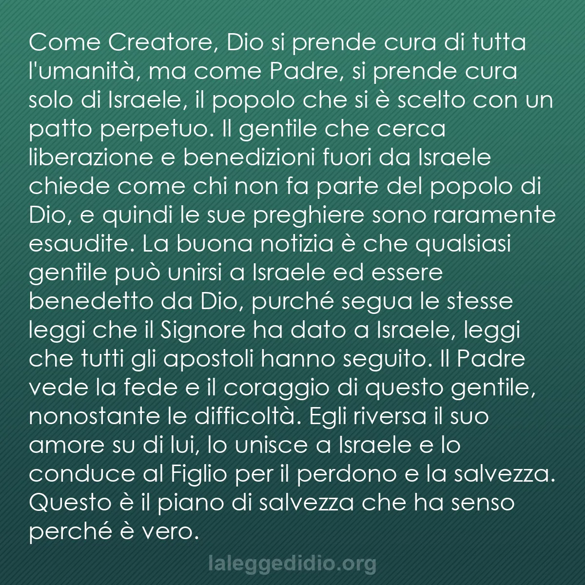 b0360 - Post sulla Legge di Dio: Come Creatore, Dio si prende cura di tutta l