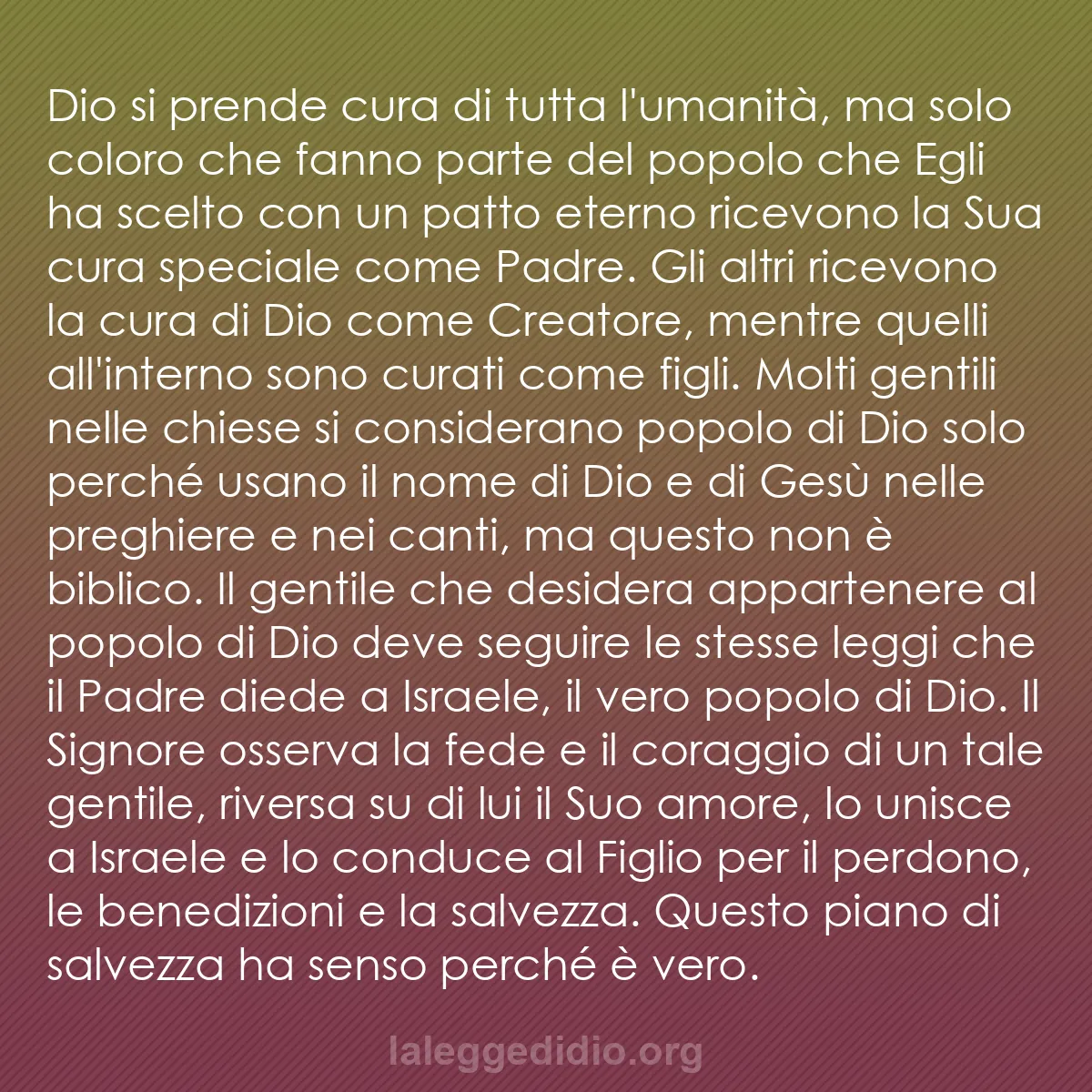 b0388 - Post sulla Legge di Dio: Dio si prende cura di tutta l