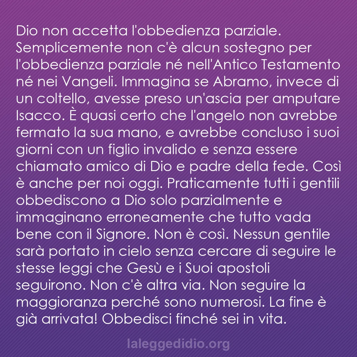 b0391 - Post sulla Legge di Dio: Dio non accetta l