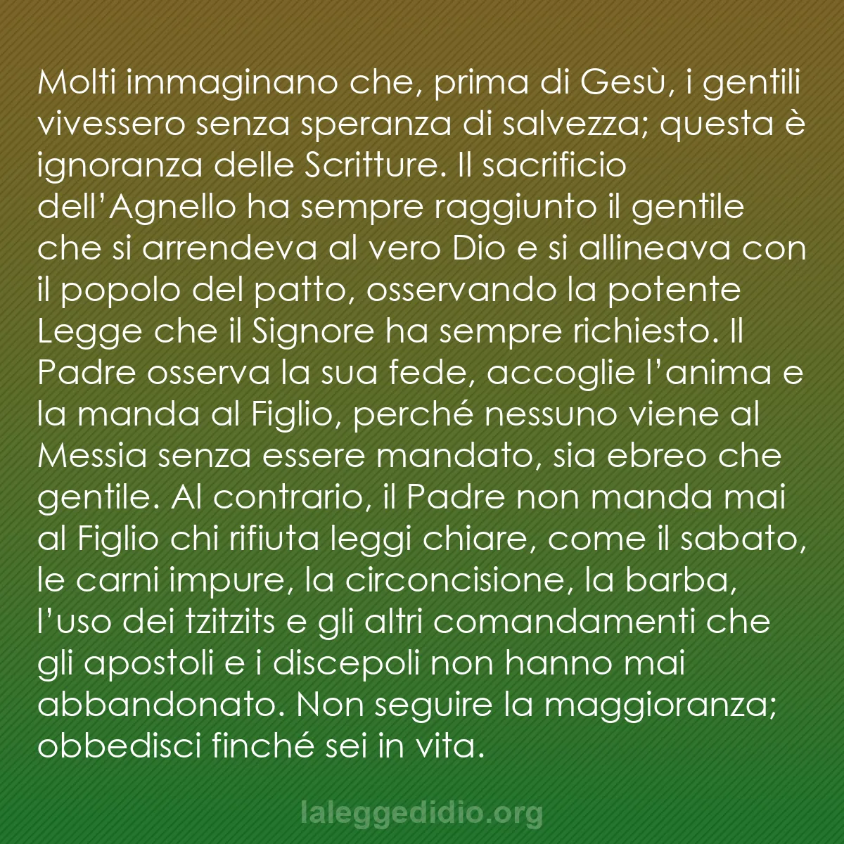 b0416 - Post sulla Legge di Dio: Molti immaginano che, prima di Gesù, i gentili vivessero senza...