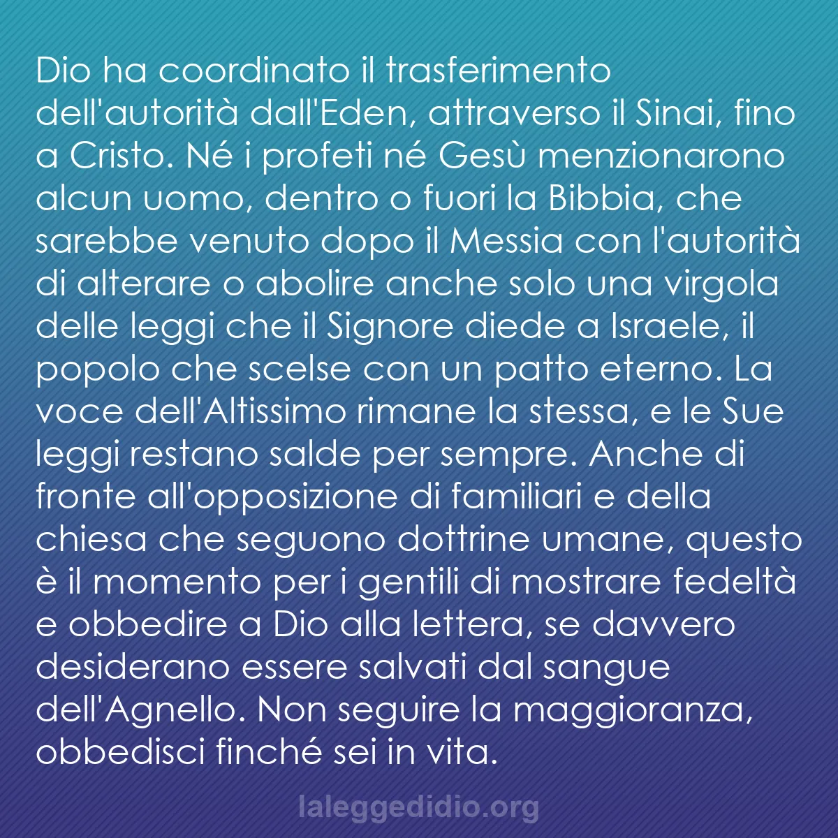 b0435 - Post sulla Legge di Dio: Dio ha coordinato il trasferimento dell