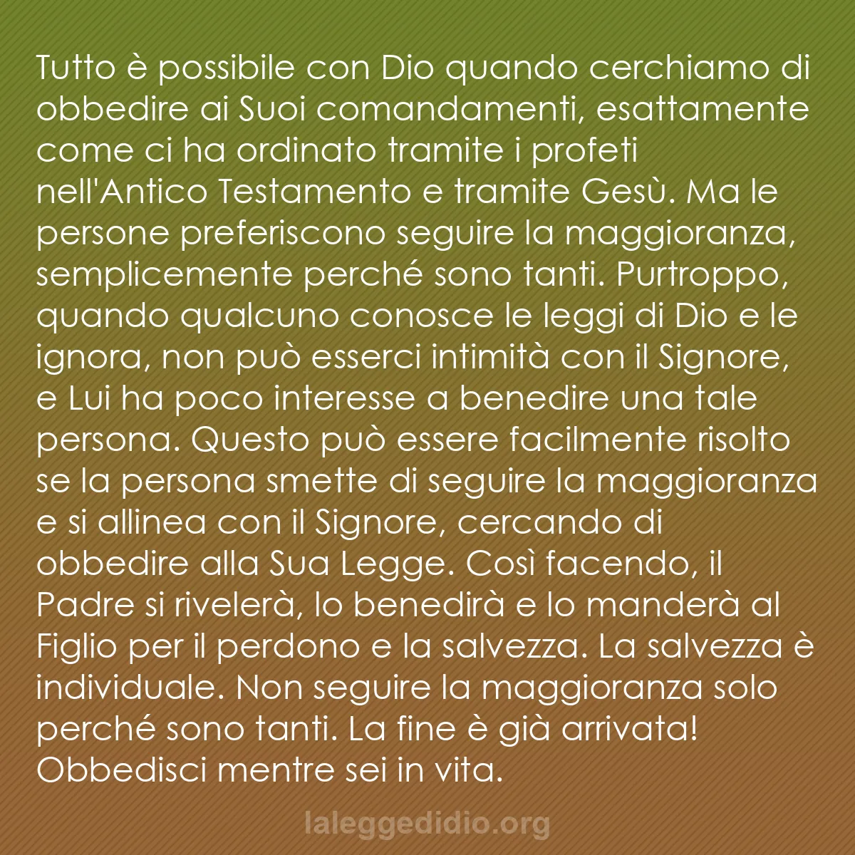 b0449 - Post sulla Legge di Dio: Tutto è possibile con Dio quando cerchiamo di obbedire ai Suoi...