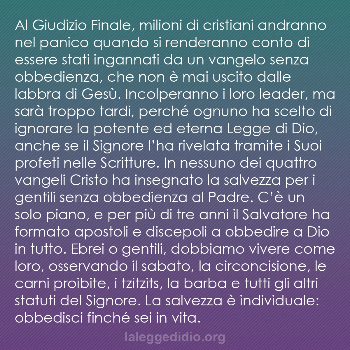 b0464 - Post sulla Legge di Dio: Al Giudizio Finale, milioni di cristiani andranno nel panico...