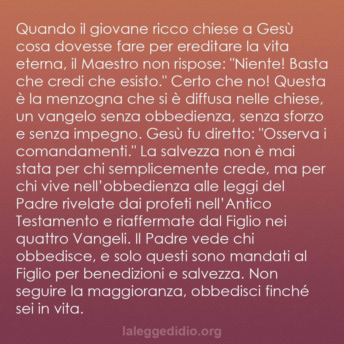 b0466 - Post sulla Legge di Dio: Quando il giovane ricco chiese a Gesù cosa dovesse fare per...