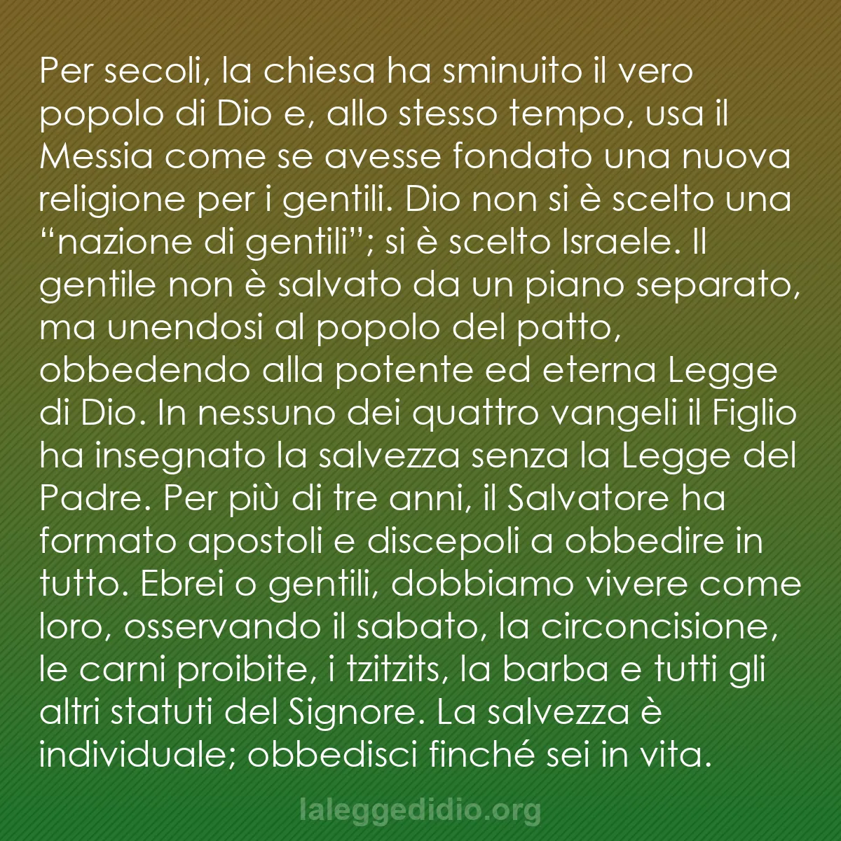 b0476 - Post sulla Legge di Dio: Per secoli, la chiesa ha sminuito il vero popolo di Dio e, allo...