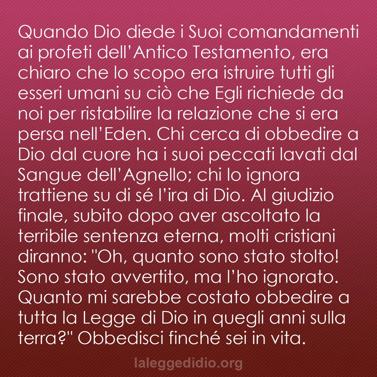 b0479 - Post sulla Legge di Dio: Quando Dio diede i Suoi comandamenti ai profeti dell’Antico...