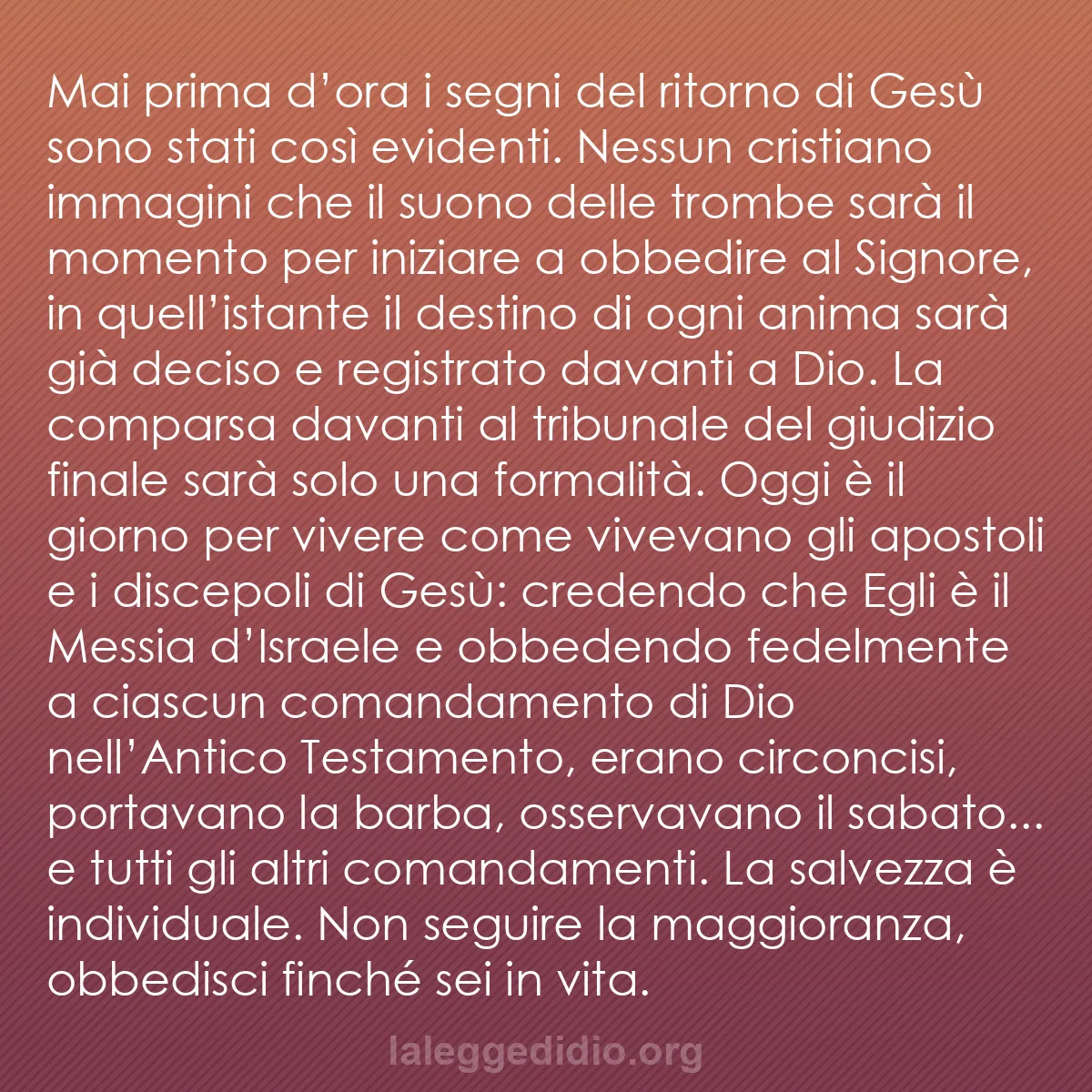 b0486 - Post sulla Legge di Dio: Mai prima d’ora i segni del ritorno di Gesù sono stati così...