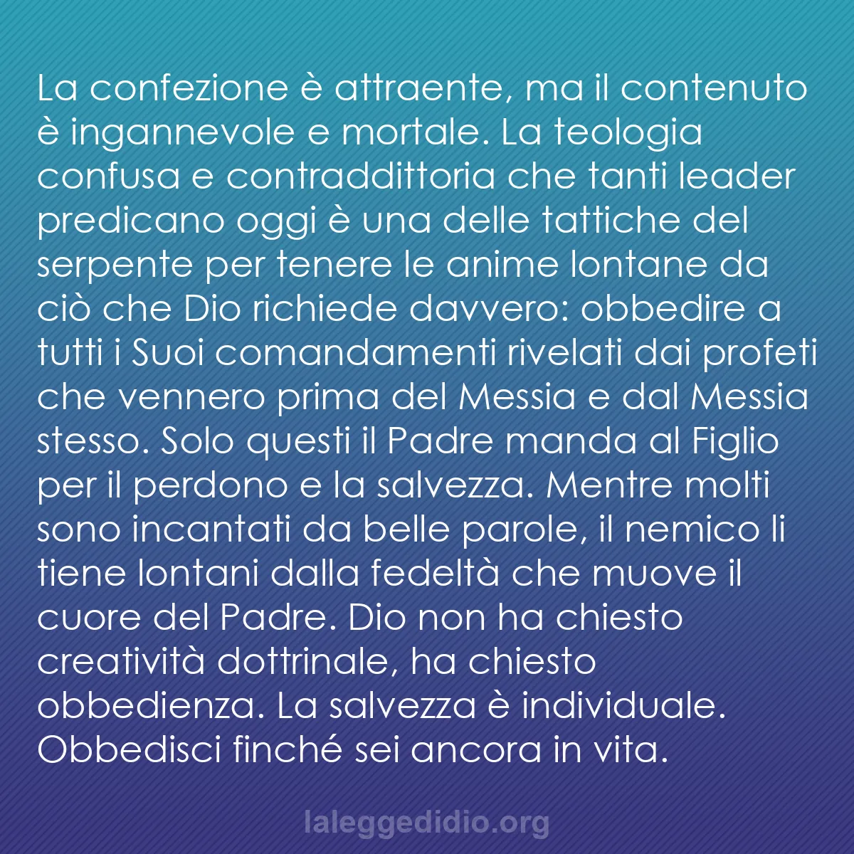 b0535 - Post sulla Legge di Dio: La confezione è attraente, ma il contenuto è ingannevole e mortale....