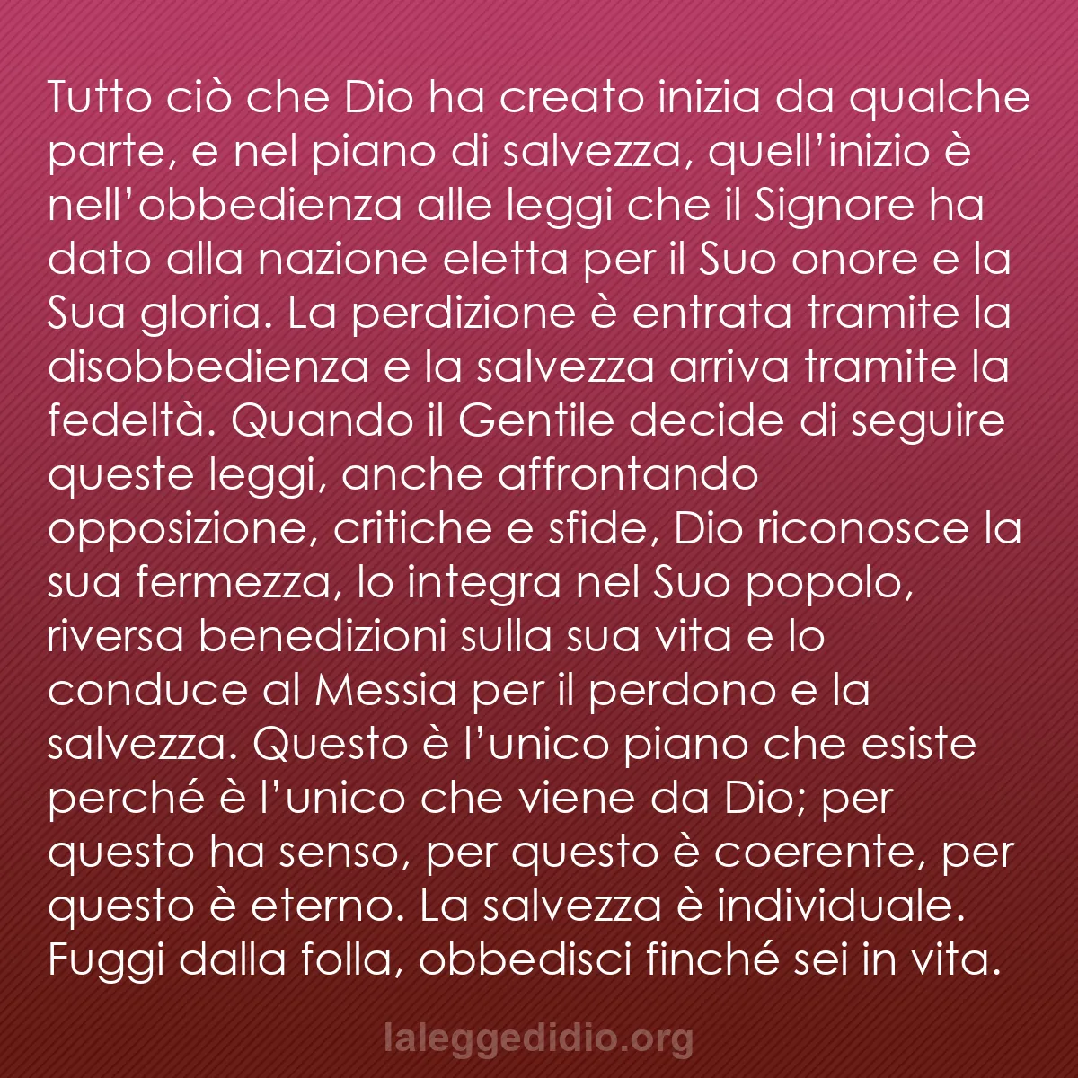 b0539 - Post sulla Legge di Dio: Tutto ciò che Dio ha creato inizia da qualche parte, e nel piano...
