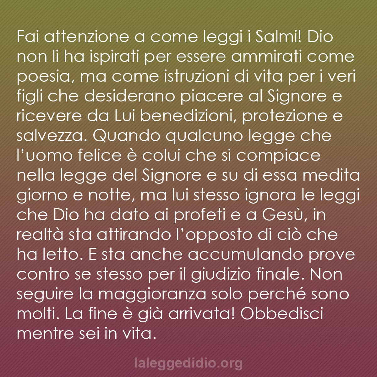 b0548 - Post sulla Legge di Dio: Fai attenzione a come leggi i Salmi! Dio non li ha ispirati...